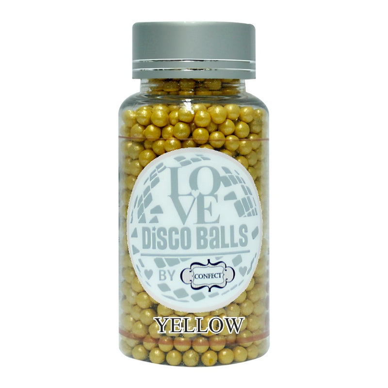 Yellow Disco Balls Sprinkles 3 MM 120 Gms