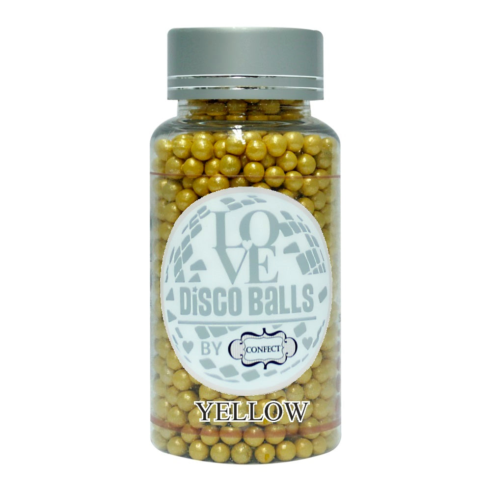 Confect Yellow Disco Balls Sprinkles 3 MM 120 Gms