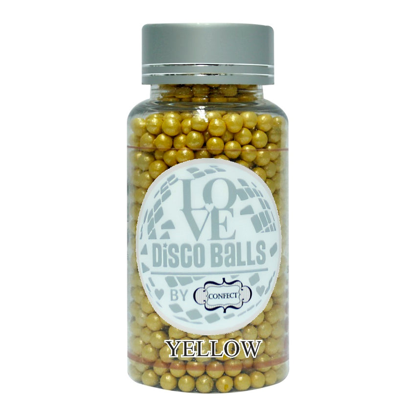 Yellow Disco Balls Sprinkles 3 MM 120 Gms