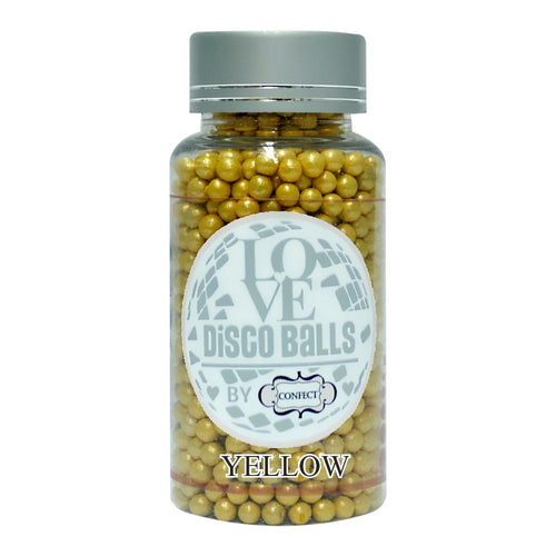 Yellow Disco Balls Sprinkles 4 MM 120 Gms